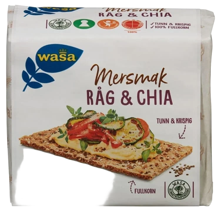 Rugknekkebrød Rug&Chia 245g Wasa