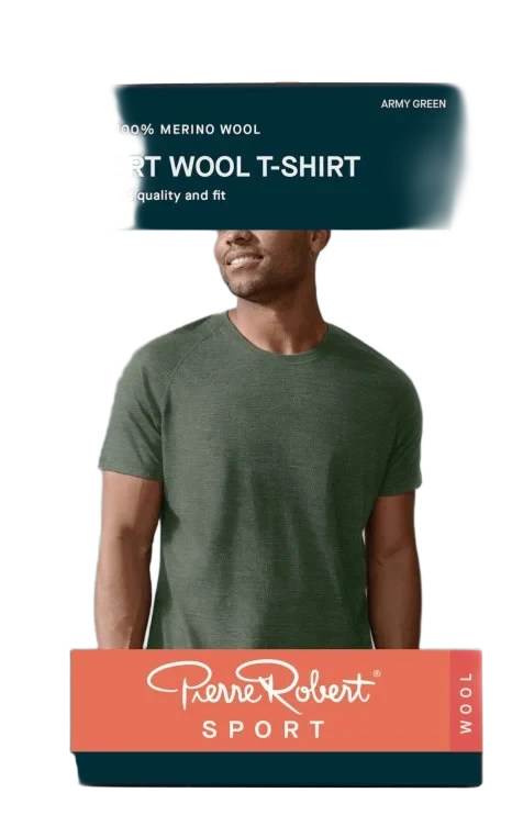 Wool T-Shirt Men Army Green Xl Pierre Robert