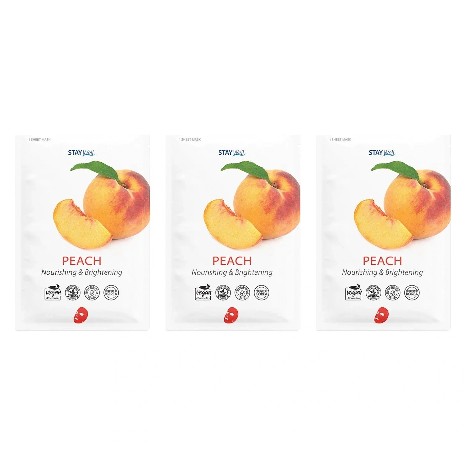 Stay Well Peach Sheet Mask Trio