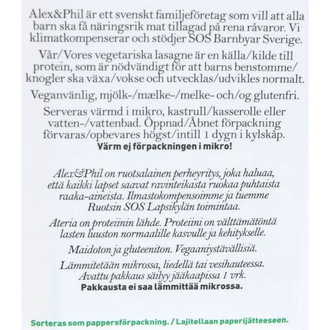 Alex & Phil Vegetarisk Lasagne