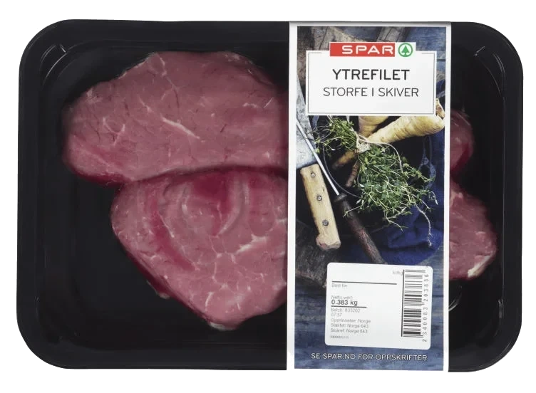Storfe Ytrefilet skiver Ca400g Spar