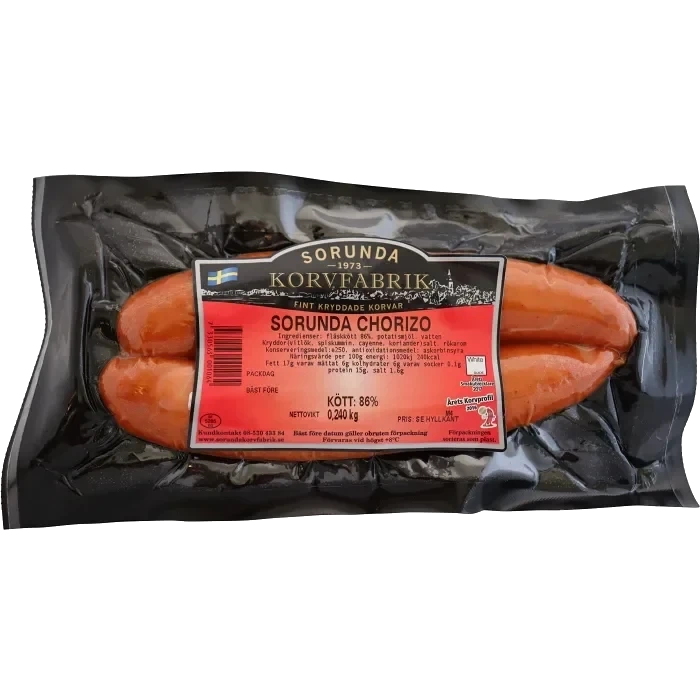 Chorizo 80% Kötthalt 240g Sorunda Korvfabrik