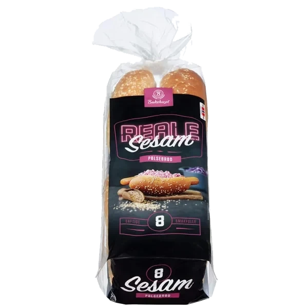 Pølsebrød Sesam 8stk 400g Reale