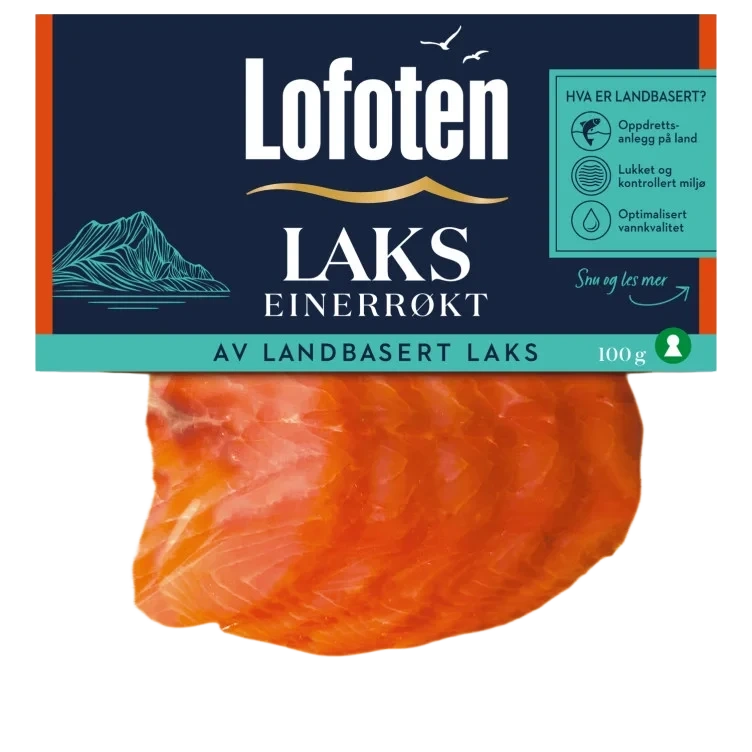 Laks Einerrøkt skivet 100g Landbasert Lofoten