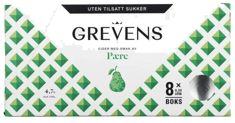 Grevens Cider Pære u/Sukker 0,33lx8 boks