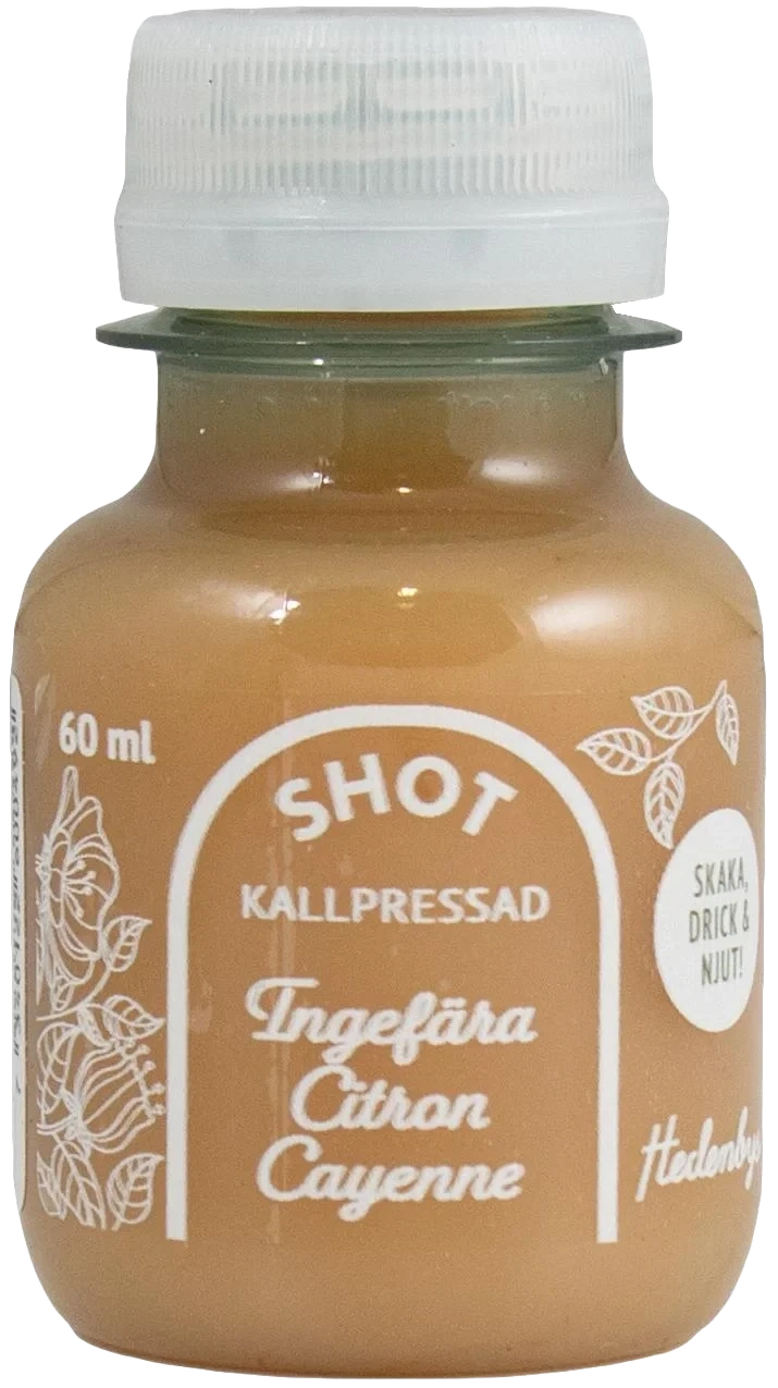 Hedenbys Shot, ingefära, citron och cayenne