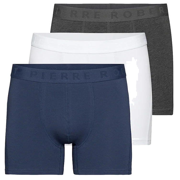 Boxer Cotton Men White/Grey/Blue M Pierre Robert