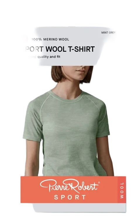 Wool T-Shirt Mint Grey L Pierre Robert