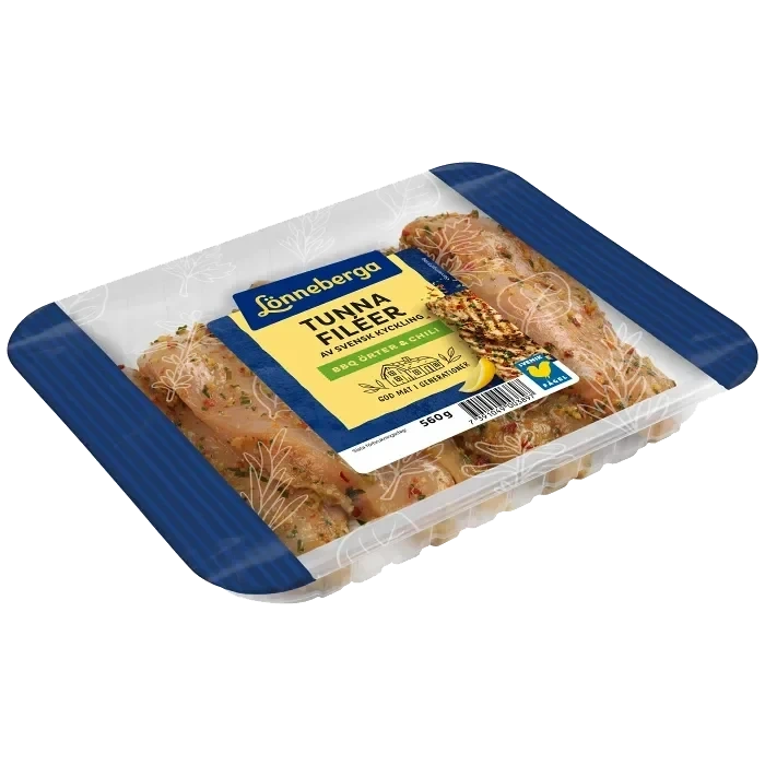 Kycklingfilé BBQ Tunna Filéer BBQ Örter & Chili 560g Lönneberga