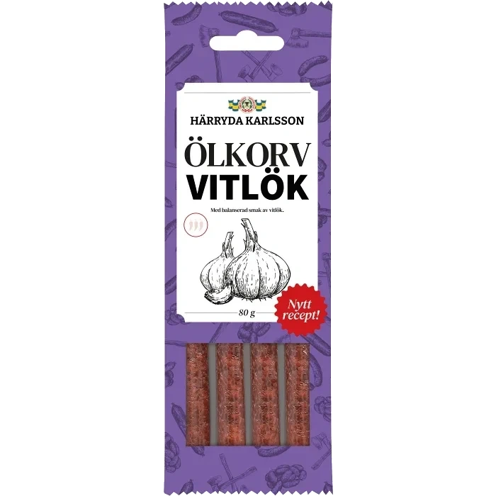Ölkorv Vitlök 4-p 80g Härryda Karlsson