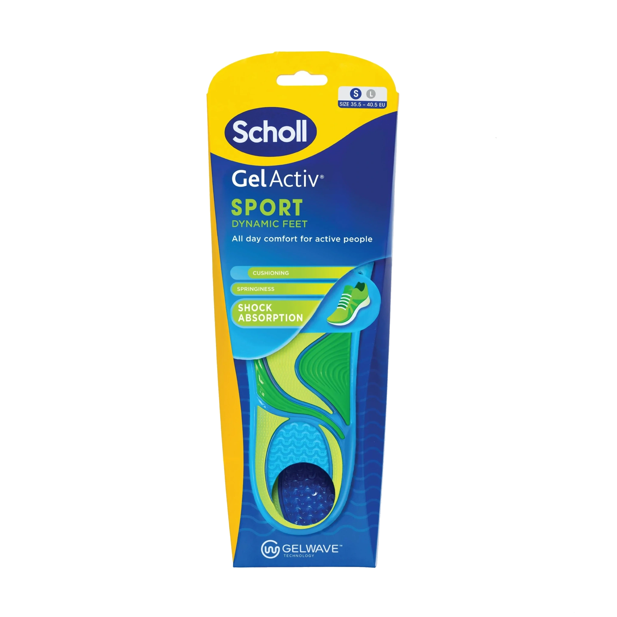 Scholl Gel Activ Sport Innleggssåler, Small, 35,5-40,5, 1 par