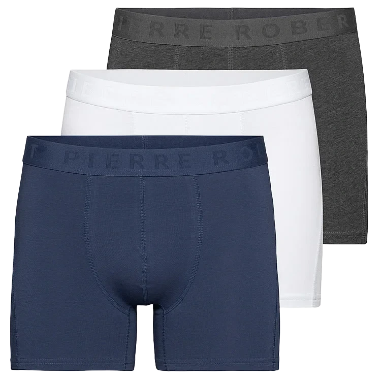 Boxer Cotton Men White/Grey/Blue S Pierre Robert