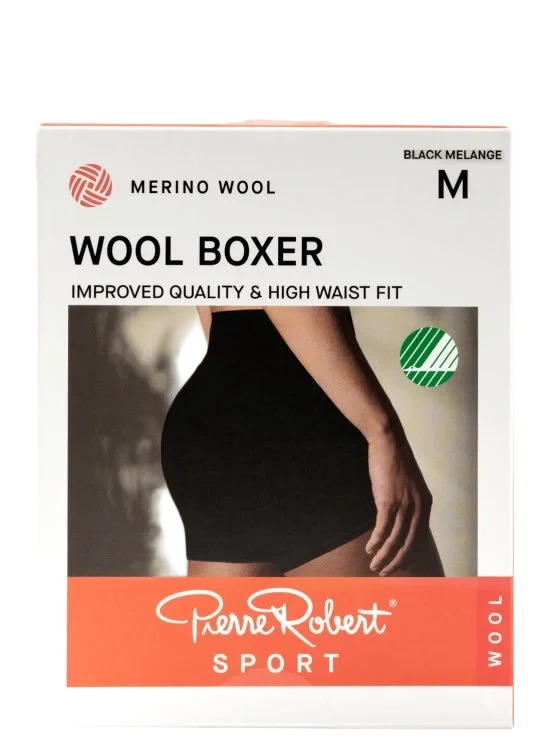 Boxer Wool Sport Black Melange M Pierre-Robert