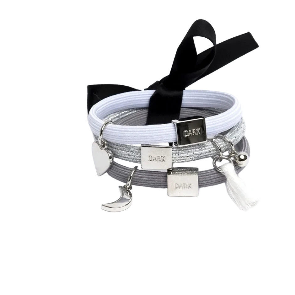 Dark Hair Ties 3 Pk Charm Combo