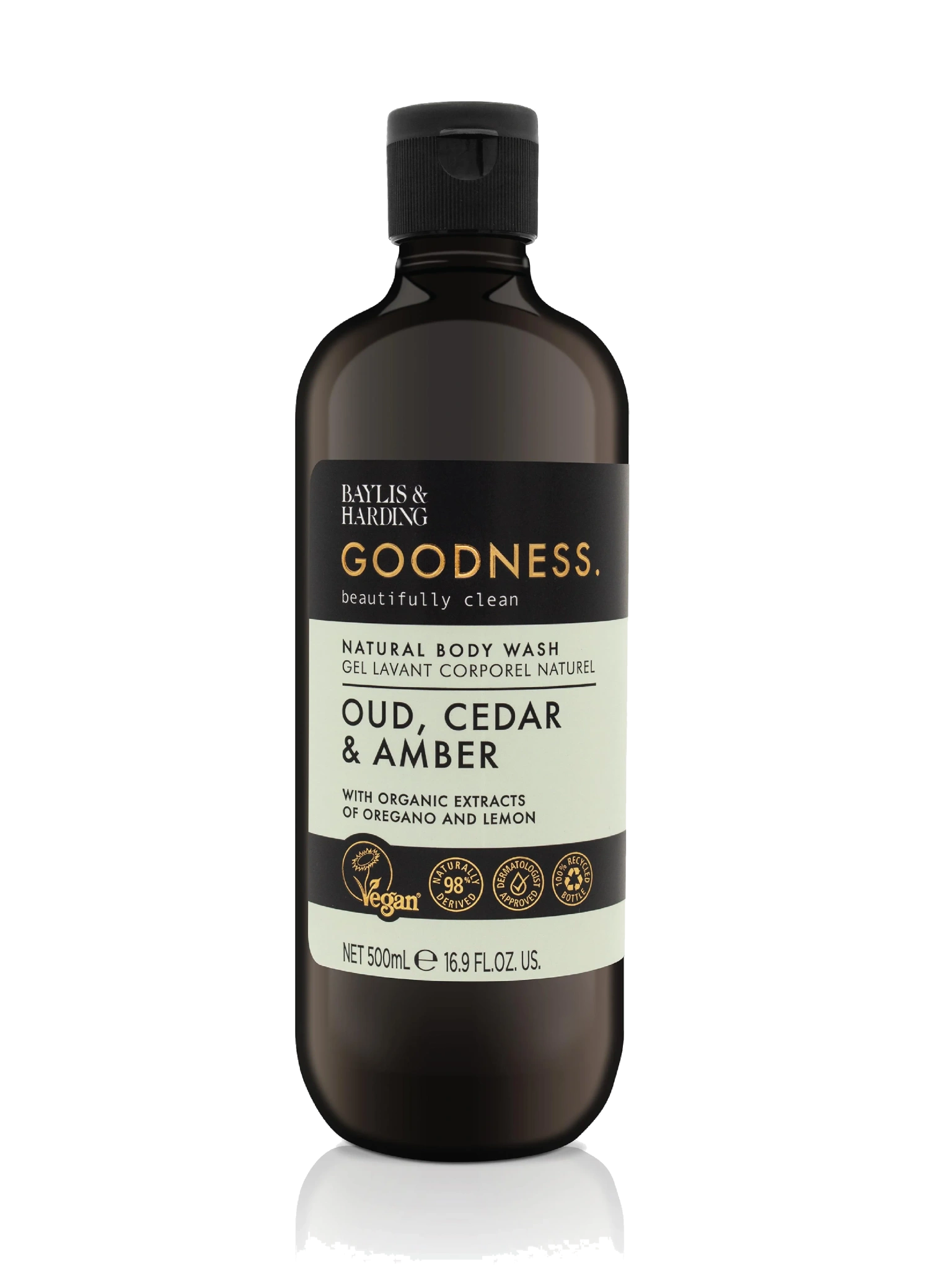 Baylis & Harding Goodness Oud, Cedar & Amber Body Wash, 500 ml