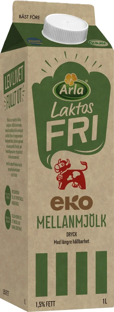 Laktosfri eko mellanmjölkdryck 1.5%