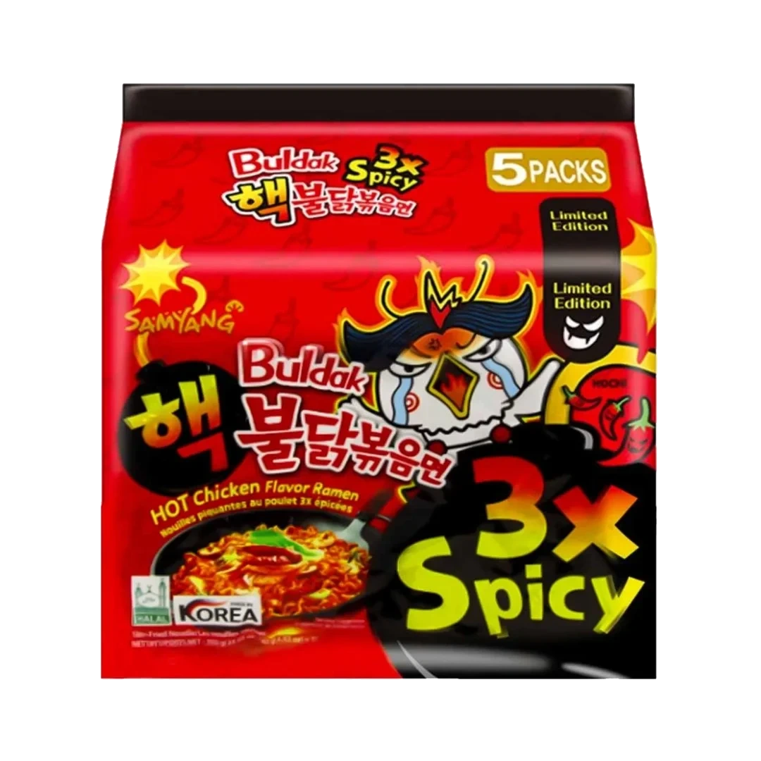 Samyang Buldak 3X Spicy Hot Chicken Ramen Noodles 5 x 140 g