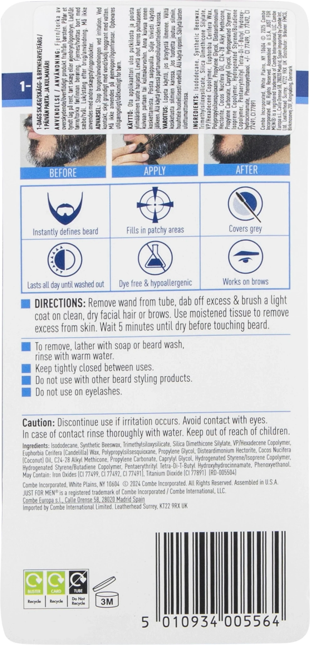 Just For Men 1-DAY BEARD & BROW COLOUR, BLACK