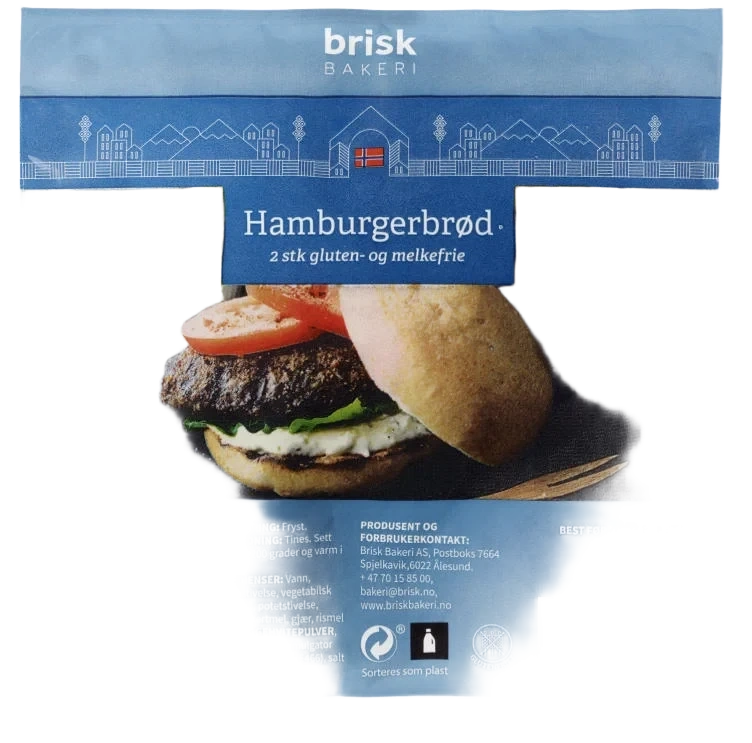 Hamburgerbrød Gluten&Melkefri 2stk Brisk