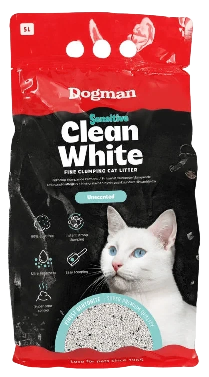 Kattesand Clean White Sensitive 5l Dogmann