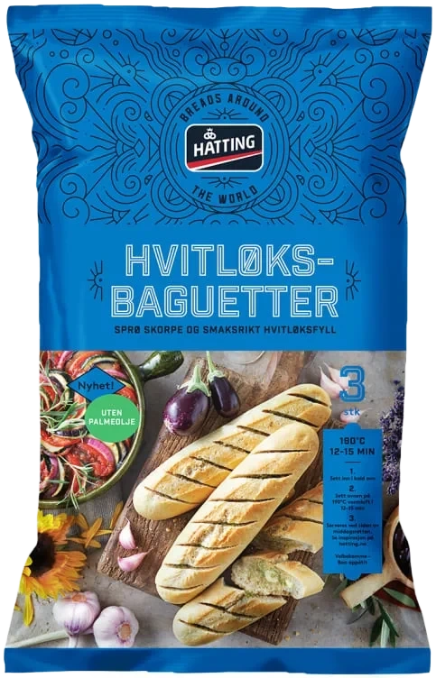 Hvitløksbaguetter 175gx3stk Hatting