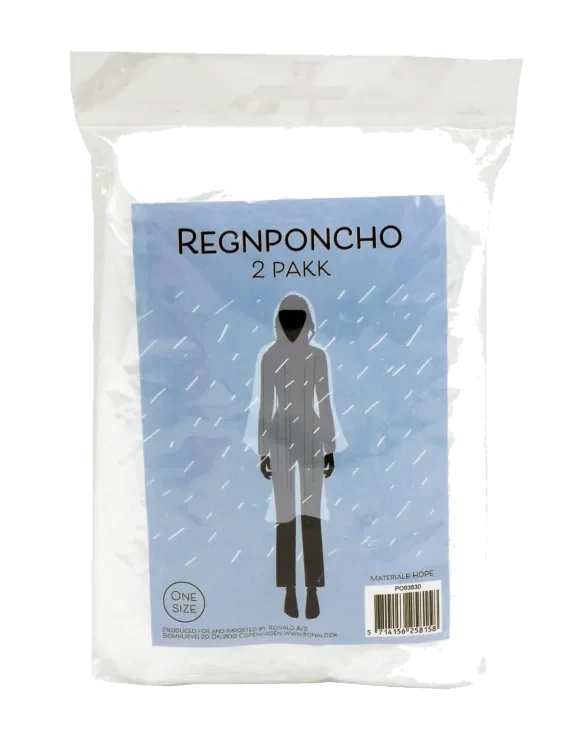 Regnponcho 2pk Transparent
