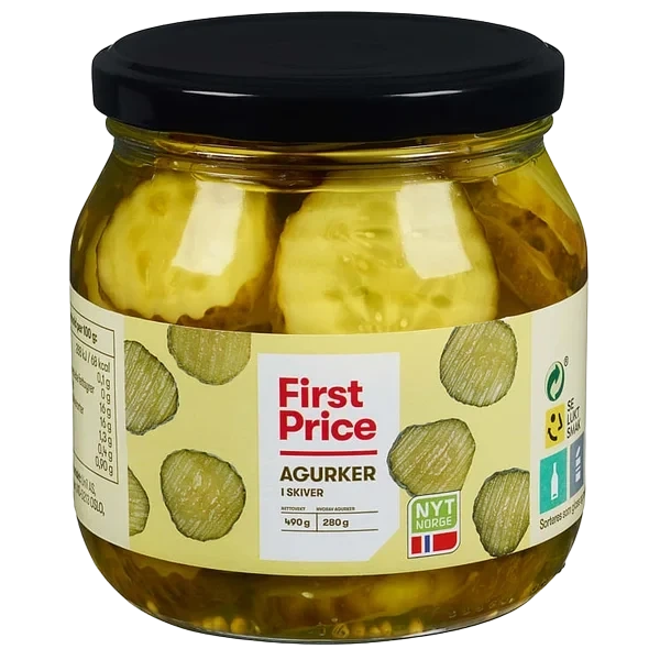 Agurker i skiver 490g First Price