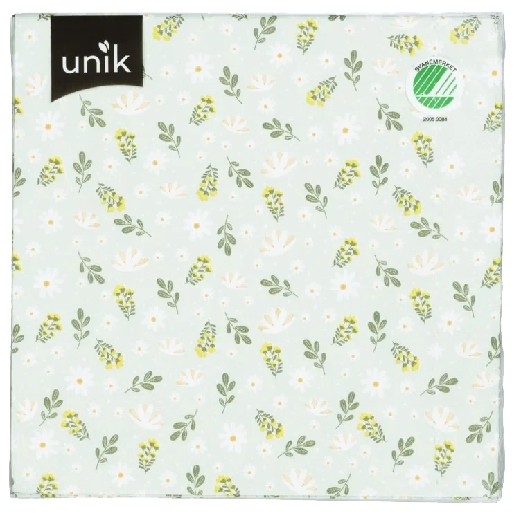 Serviett Grønn Småblomster 20stk Unik