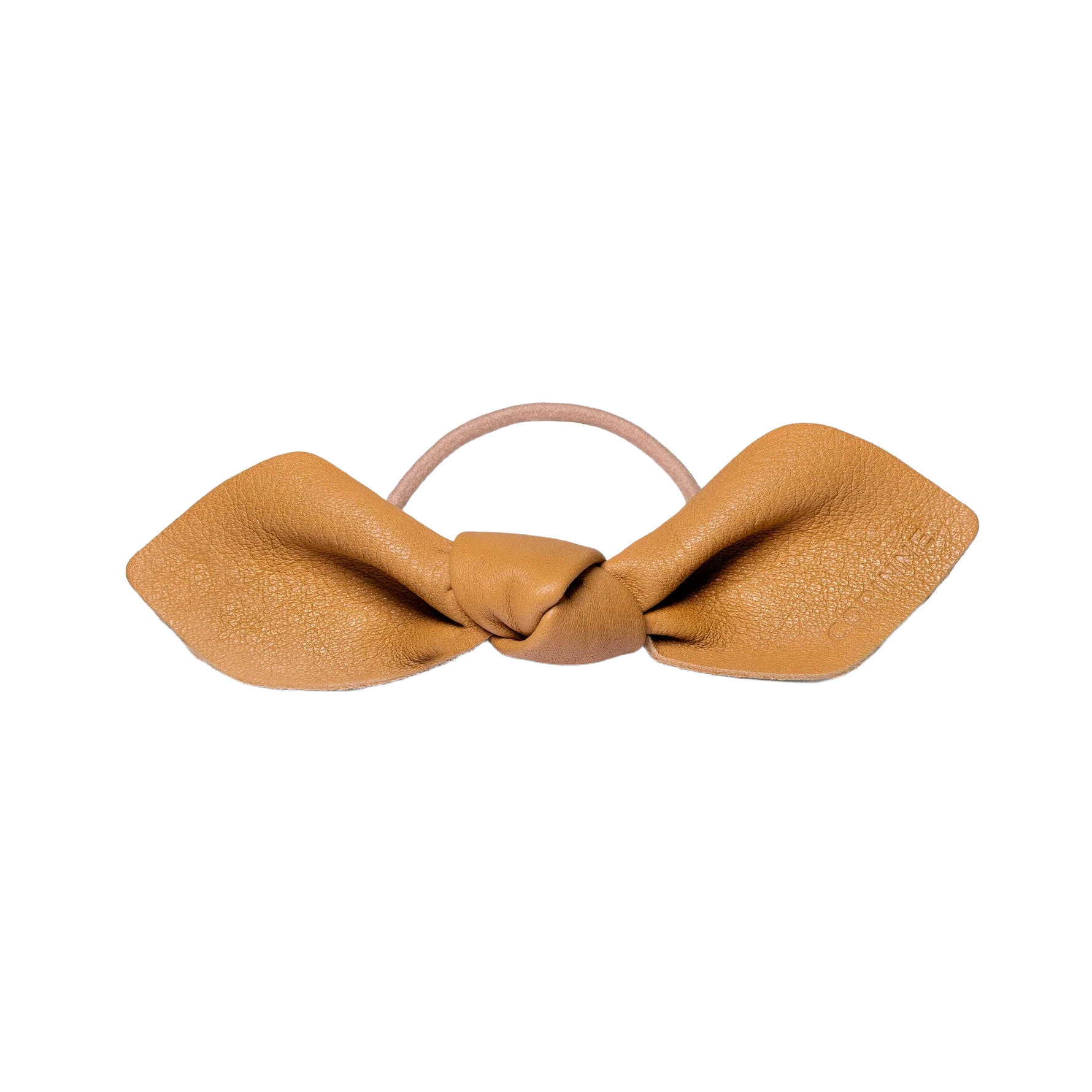 Corinne Leather Bow Big Hair Tie Camel