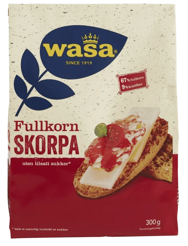 Wasa Fullkorn Skorpe uten Sukker 300g