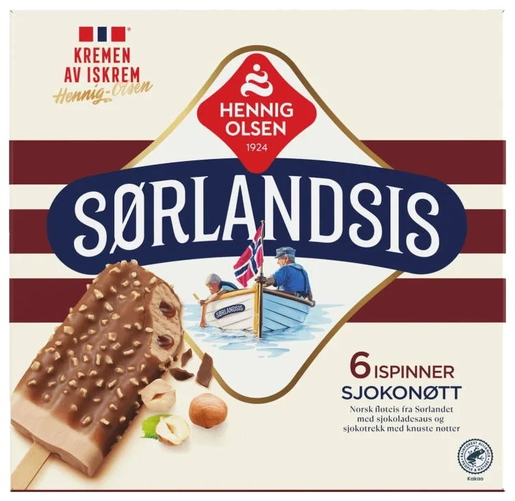 Sørlandsis Sjokonøtt 6stk Hennig-Olsen Is