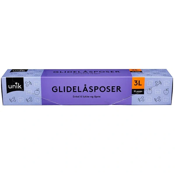 Glidelåspose 3l 15stk Unik