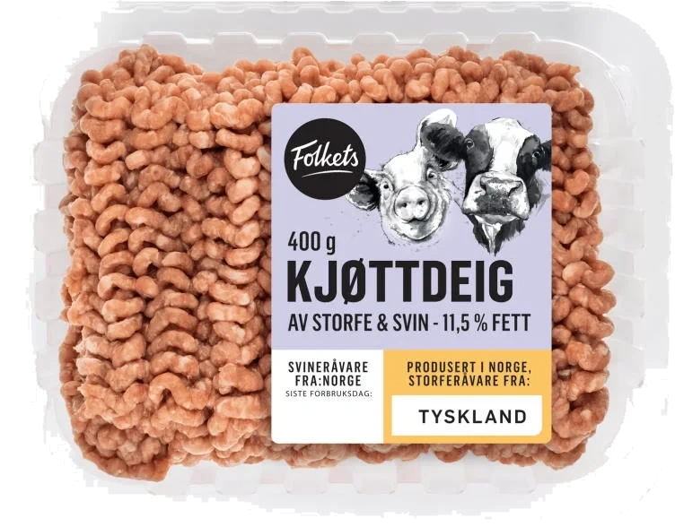 Kjøttdeig Storfe&Svin 400g Folkets
