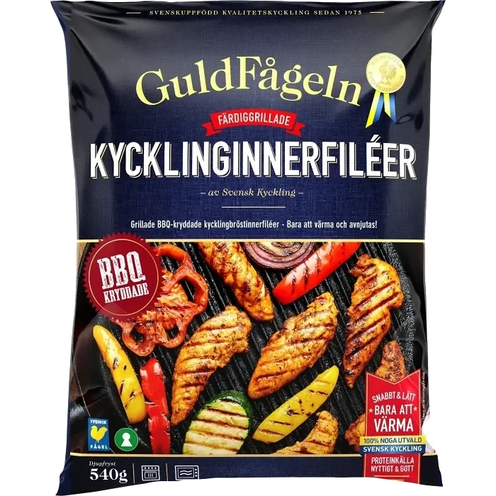 Grillade kycklinginnerfiléer BBQ Fryst 540g Guldfågeln