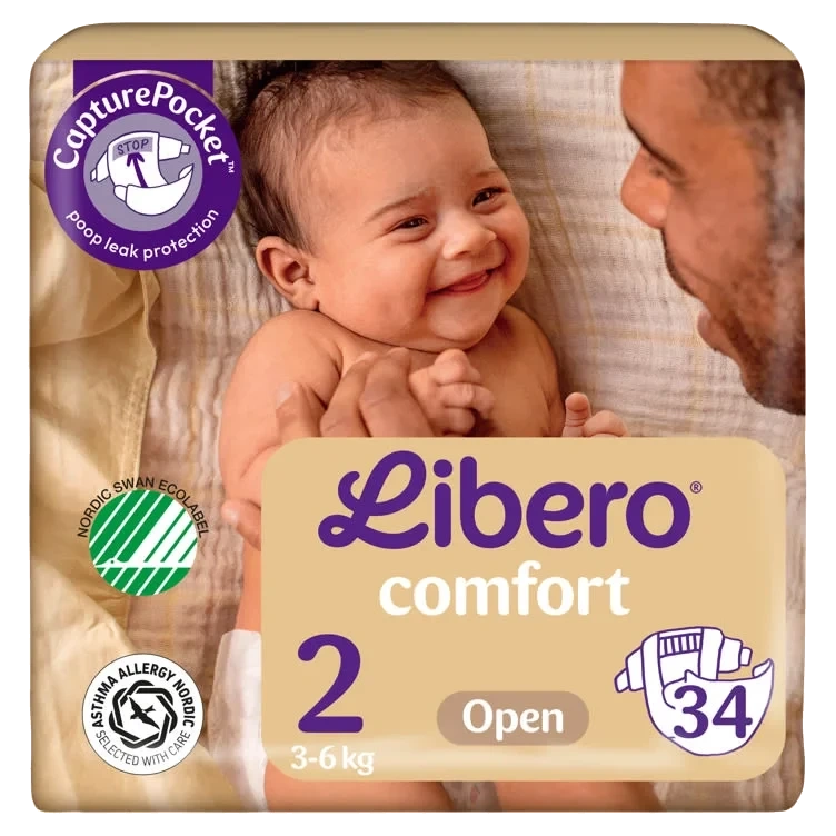 Libero Comfort 2 Åpen Bleie 3–6 kg, 34 Stk.