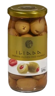Grønne oliven Med paprika, 370 g