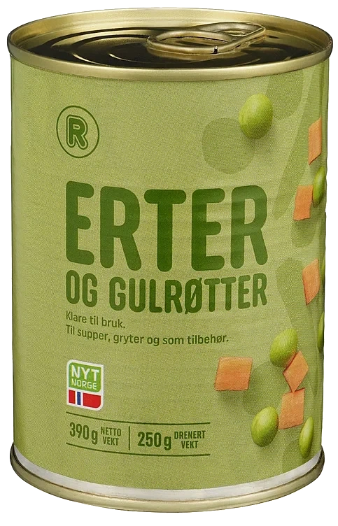 Rema 1000 erter & gulrøtter   410g