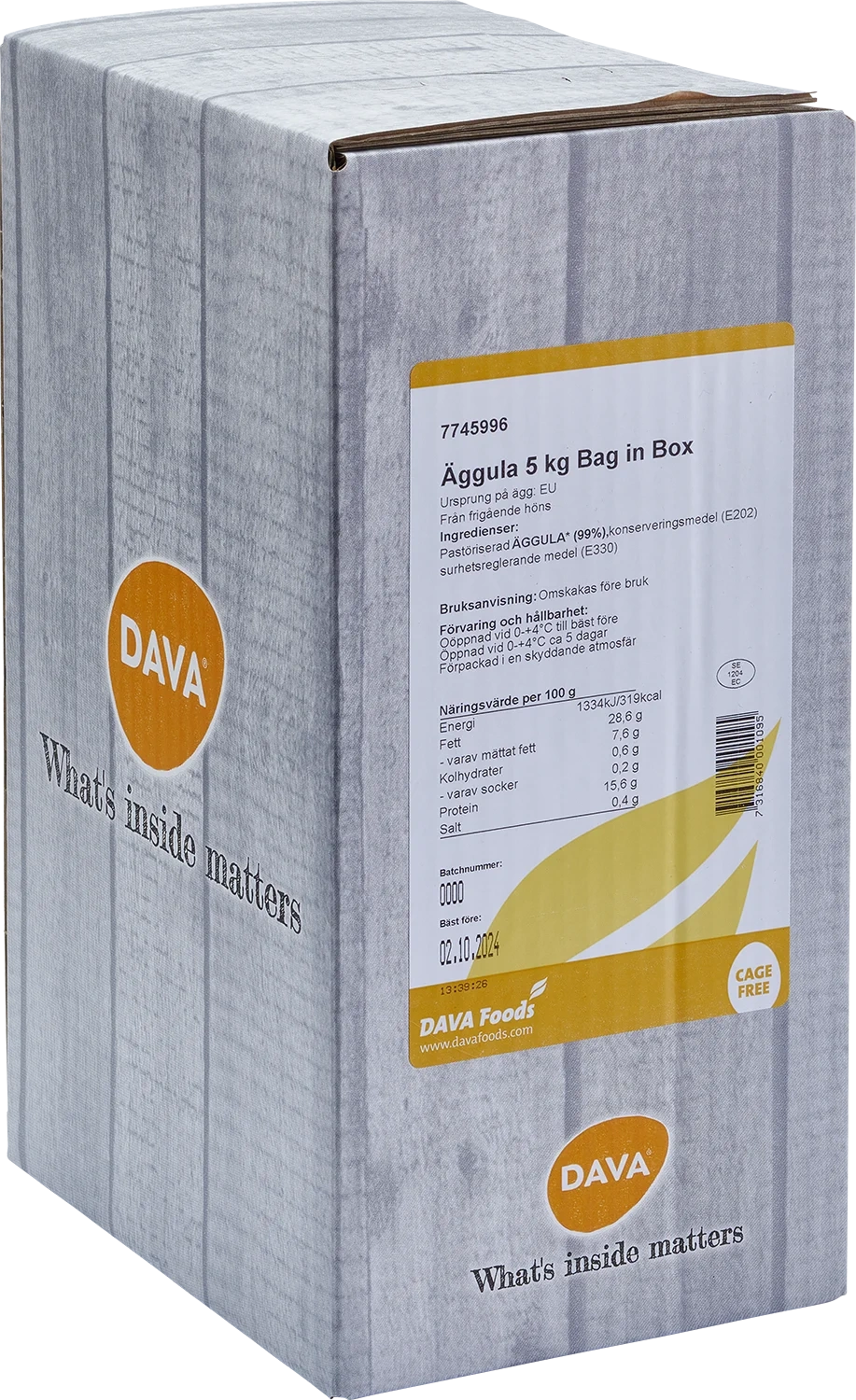 Äggula frigående inne EU 5kg BIB