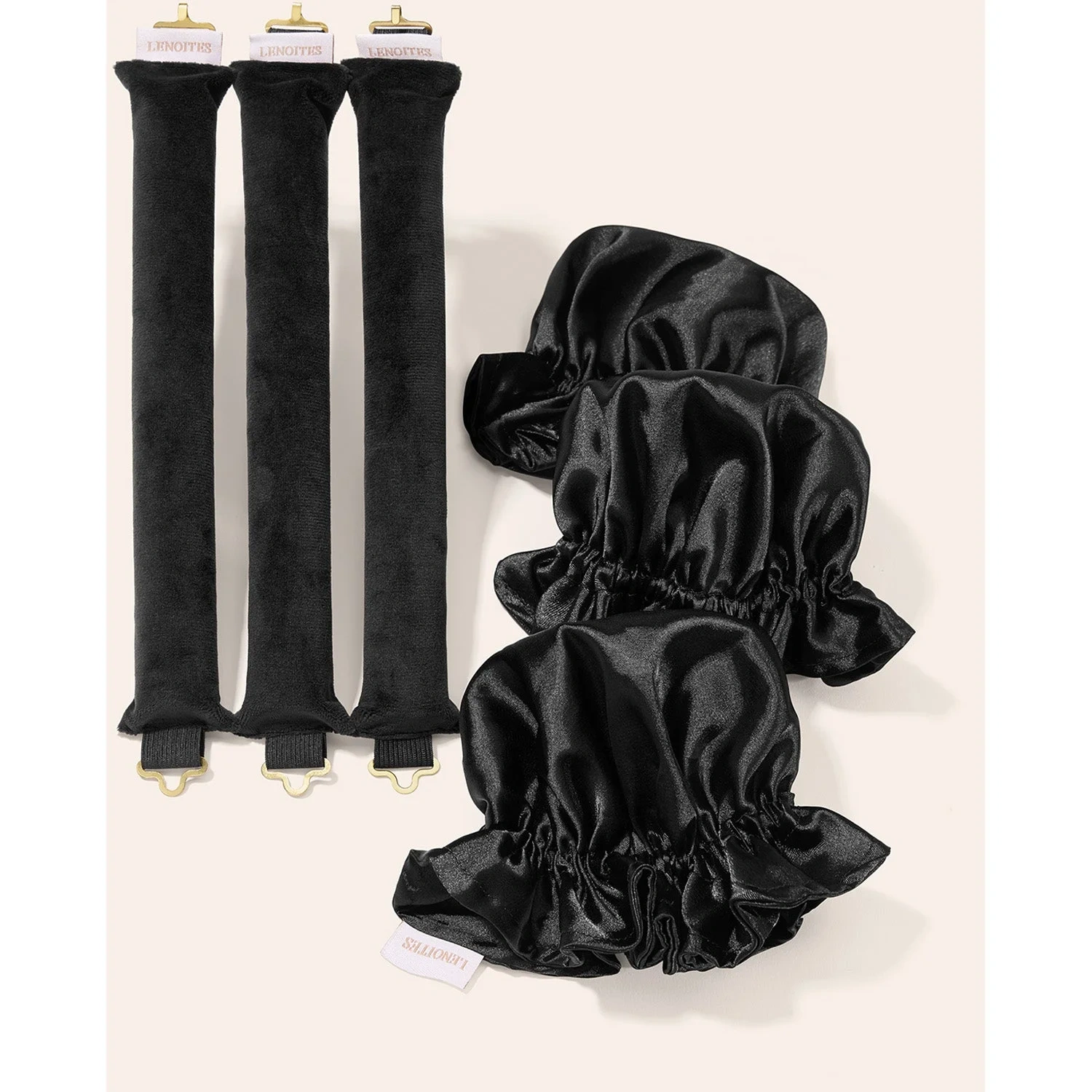 Lenoites Heatless Curling Rods with Caps 3-Pack Set