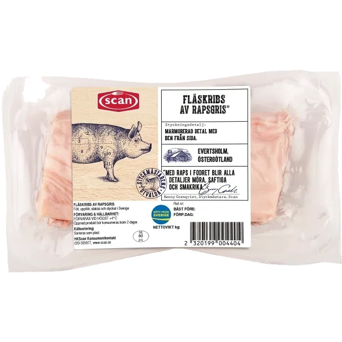 Fläskribs Färsk Utvalda av Rapsgris 450g Scan