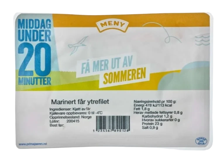 Fårefilet Rødvinsmarinert 150g Prima Jæren