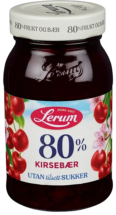 Kirsebærsyltetøy Utan Tilsett Sukker 340g Lerum