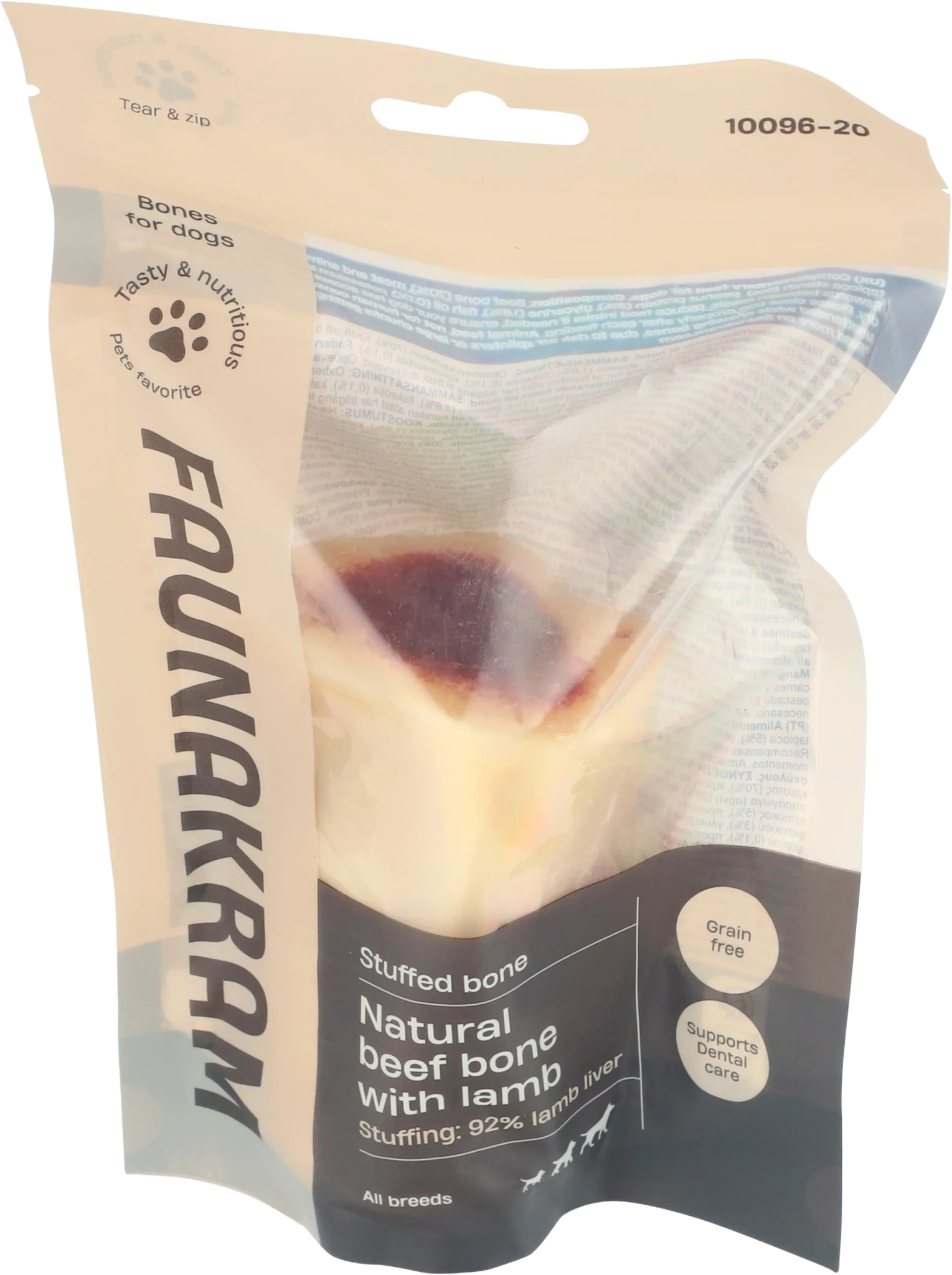 Faunakram Natural beef bone with stuffing: 92% lam