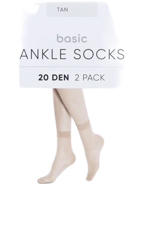 Ankle Socks Tan 2pk La Mote