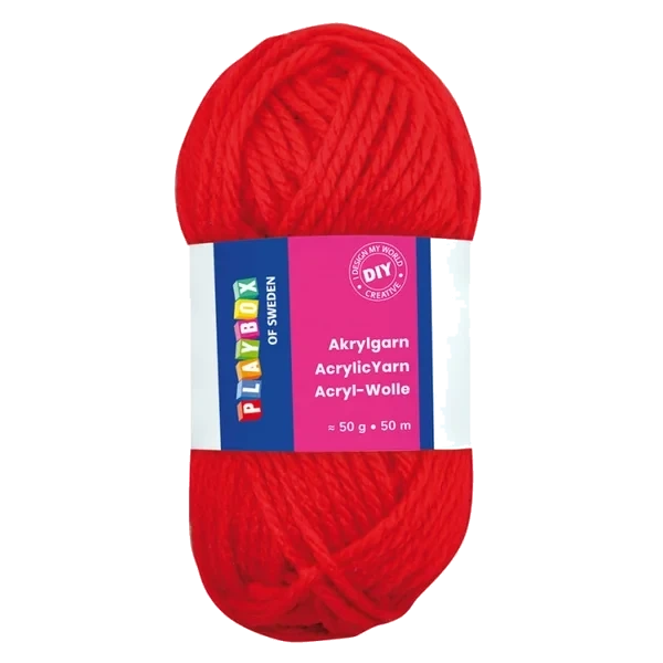 Akrylgarn 50 G Rød