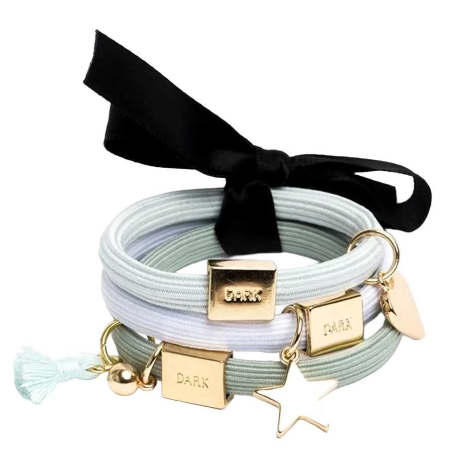 Dark Hair Ties 3 Pk Charm Combo