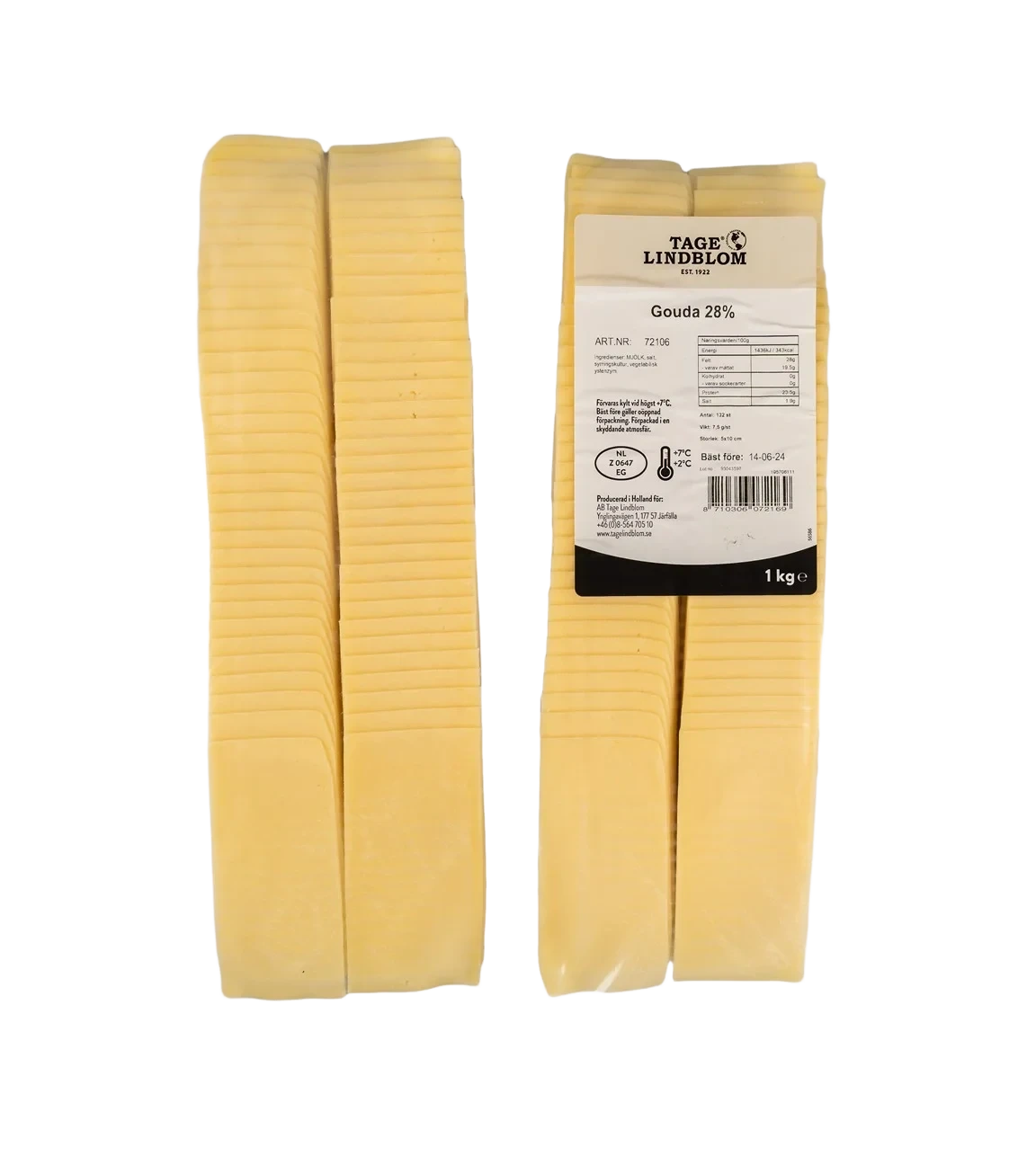 Skivad Gouda 28 %, 132x7,5 g