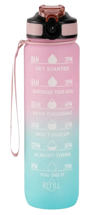 Drikkeflaske Light Pink & Blue 1000ml Hollywood Motivational Bottle