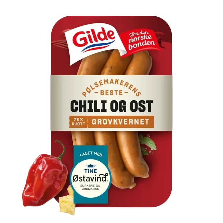 Chili&Ostepølse 225g Gilde
