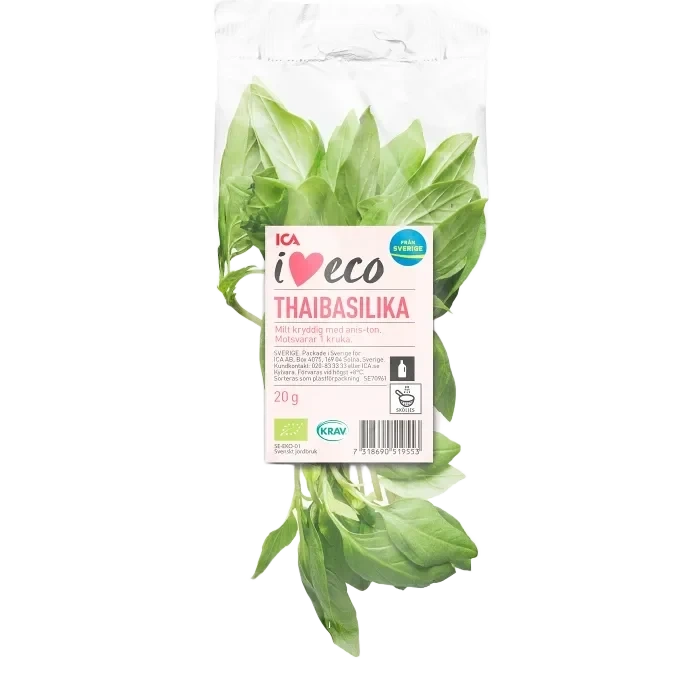 Thaibasilika flowpack 20g Ekologisk Klass 1 ICA I love eco